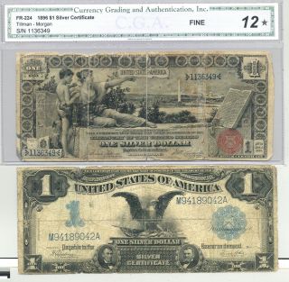 $1 Series 1896 Educational And 1899 Black Eagle Silver Certificates