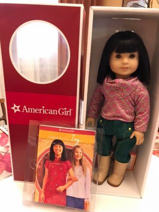 American Girl Doll Retired Ivy Ling With Book And Box.