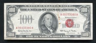 1966 $100 One Hundred Dollars Red Seal Legal Tender United States Note (c)