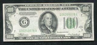 1934 - A $100 One Hundred Dollars Frn Federal Reserve Note Chicago,  Il Xf