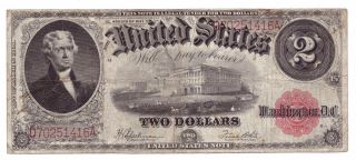 1917 United States Legal Tender Large Note $2 Two 2 Dollars Usa 6320
