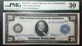 Fr 974 $1914 $20 Federal Reserve Note Philadelphia Vf30