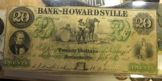 1861 The Bank Of Howardsville,  Va - Twenty Dollar Obsolete Note No.  1698