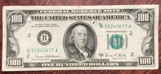 1969 C $100 Dollar Bill - Federal Reserve Of York 333 50 Year Anniversary