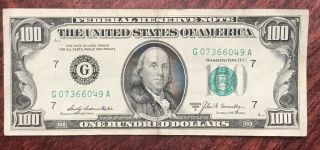1969 Series A $100 Dollar Bill Rare Series Small Head Low Serial 50 Years Old