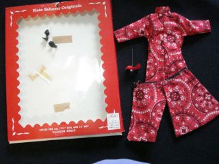 Kate Schorer Originals Vintage Red 11 1/2 " Fashion Doll Outfit In Very Good Con