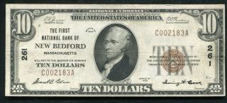 1929 $10 The First Nb Of Bedford,  Ma National Currency Ch.  261