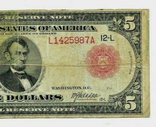 $5 " Red Seal " 1914 (federal Reserve) $5 :red Seal " 1914 (federal Reserve) Rare