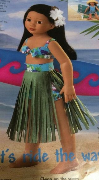 Complete Magic Attic Club Rose Polynesian Hawaiian Grass Skirt Outfit 3306