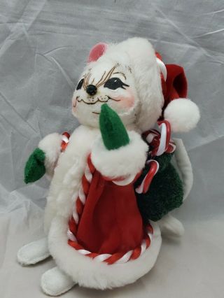 Annalee Christmas Mouse Doll Candy Cane Stripe Red Cloak 2007 Holiday Decor 6 "