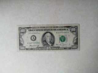 1974 $100 One Hundred Dollar Banknote,  Xf,  Green Seal,  Boston - Issued