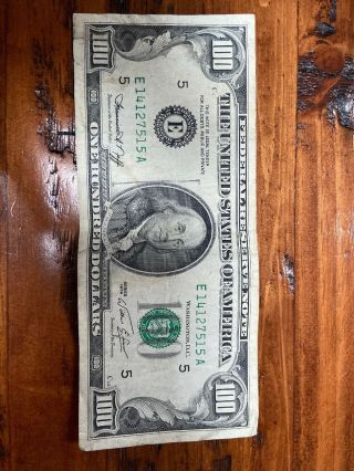 1974 (e) $100 One Hundred Dollar Bill Federal Reserve Note Richmond Old Currency