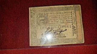 PRIVATE for rbrown3431 PA - 164 Oct.  1,  1773 Colonial Currency 2 SHILLINGS 2