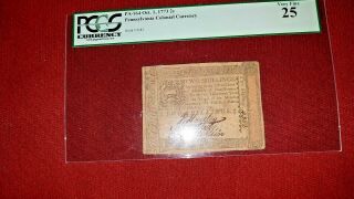 PRIVATE for rbrown3431 PA - 164 Oct.  1,  1773 Colonial Currency 2 SHILLINGS 3