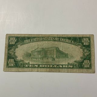 1929 $10 National Currency THE TENNESSEE NATIONAL BANK OF JOHNSON CITY TENNESSEE 2