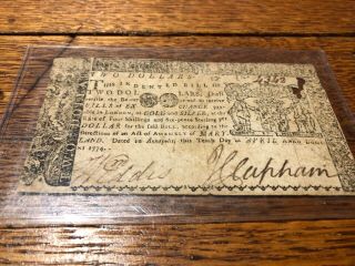 Very Old 1774 Maryland Two Dollar Colonial Currency Bank Note