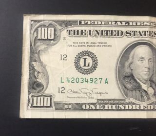 Old Style $100 Dollar Bill Series 1990 Federal Reserve Bank of San Fransisco 2