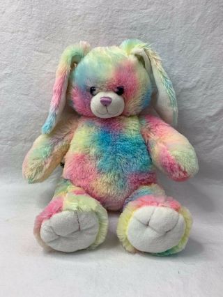 Build A Bear Bunny Rabbit Tie - Dye Rainbow Easter Pastel Plush Stuffed Animal 16 "