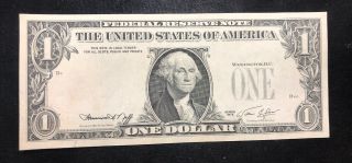 1974 $1 Dollar Bill Missing Print Error Note Currency Paper Money