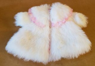 15 " Doll Clothing White Faux Fur Coat And Hat Velvet Crissy Size Doll