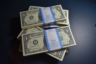 100 One Dollar Bills $1 Us Money Consecutive Bep Pack 2013