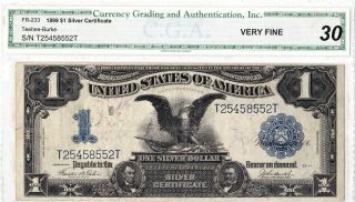 1899 $1 Black Eagle Silver Certificate Large Fr - 233 ( (slabbed 30 Vf))