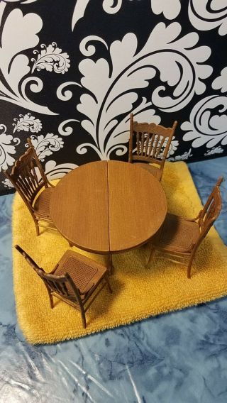 Miniature Dollhouse Furniture Table And 4 Chairs Dinningroom,  Plastic