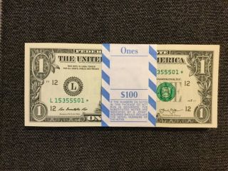 Full Strap Of 100 2013 $1 Star Notes San Francisco Fed