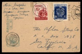 Japan 1948 Uprated Postal Stationery Card To Us San Francisco Ca