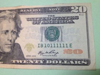 Fancy Serial Number $20 2006 Ib10111111e,  Almost Solid Serial Number,  Seven.