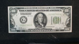 1928 A 100 Dollar Fed Reserve Gold Clause Chicago $100 Bill Starts At 99 Cents