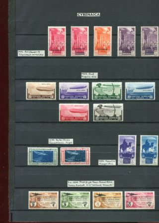 Cirenaica Italian Colonies 1932 - 34 Airmail Zeppelin Etc Mh Lot 31 Stamps