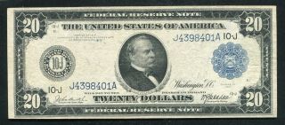 Fr.  1000 1914 $20 Twenty Dollars Frn Federal Reserve Note Kansas City,  Mo Vf,