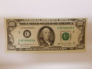 Series 1981 Us One Hundred Dollar Note Bill $100 Philadelphia C05789255a - (au)