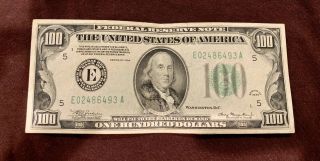 1934 $100 U.  S.  Federal Reserve Note Green Seal FR 2152E Richmond,  VA FRN mule? 2