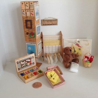 1:12 Scale Miniature Dollhouse Sewing Shop,  Build A Bear,  Buttons,  Yards,  Thread
