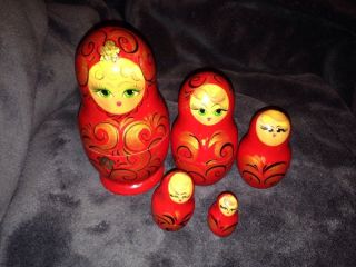 6 " Russian 5p Nesting Wooden Doll Matryoshka Babushka Matrioshka