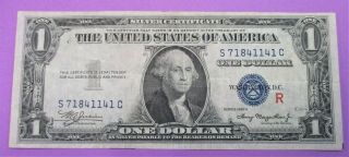 1935a $1 One Dollar Experimental " R " Silver Certificate Vf - Xf