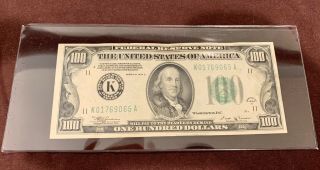 1934 B $100 U.  S.  Federal Reserve Note Green Seal Fr 2154k Dallas,  Tx Frn Mule?