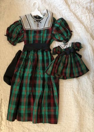 American Girl Addy Christmas Dress Child Size 8 Girl And Matching Doll Dress