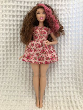 2015 Plus Size Barbie Brown Pink Hair With Dress