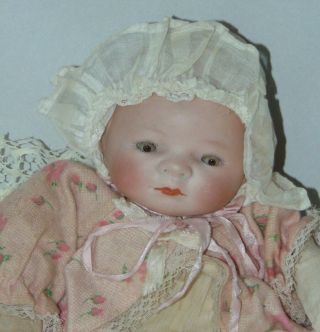 Antique Bisque Doll Bye Lo Baby Celluloid Hands Rare Small Size 10 "