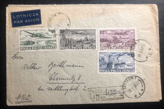 1953 Szczecin Poland Airmail Cover To Chemnitz Germany