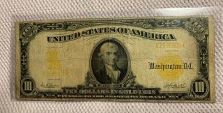 1907 $10 Dollars Gold Certificate Note Currency Fr1171 (estate)