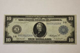 Series 1914,  $10.  00 Federal Reserve Large Note,  York,  Vf/xf,  S/h