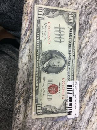 100 Dollar Bill 1966 Washington Dc Red Seal