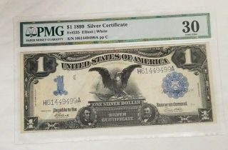 1899 Us Black Eagle 1 Dollar Large Size Silver Certificate - Pmg 30 Very Fine