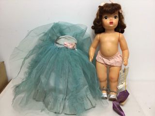 Vintage 16 " Terri Lee Doll In Teal Taffeta Ball Gown With Tulle