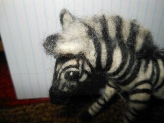 Needle Felted Animal little zebra Wool Art Sculpture ooak 3