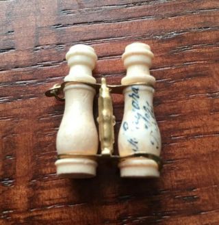 Antique French Miniature Bone Brass Opera Glasses Binoculars Decorated Stanhope
